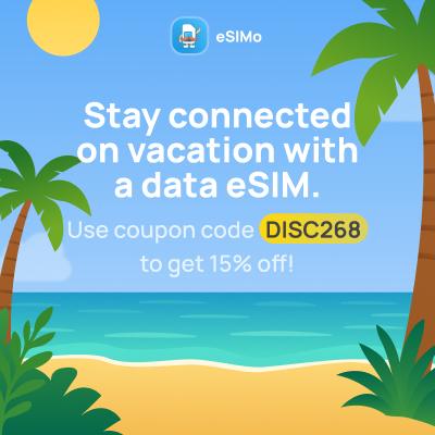 Stay connected on vacation with a data eSIM 400x400